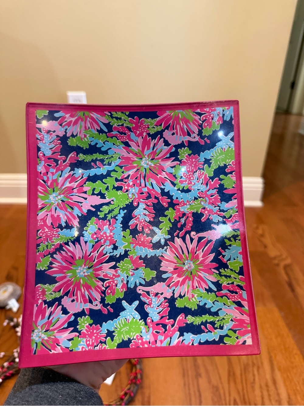 Lilly Pulitzer Navy, Hot Pink & Green Floral Decorative Tray